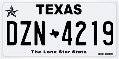 TX license plate DZN4219