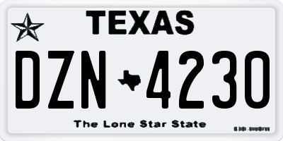 TX license plate DZN4230