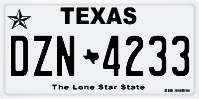 TX license plate DZN4233