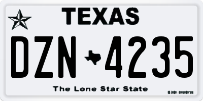 TX license plate DZN4235