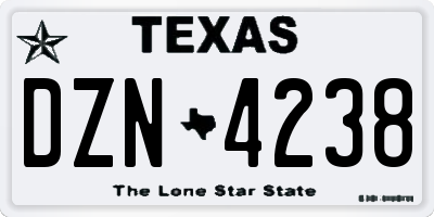 TX license plate DZN4238