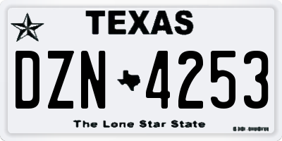 TX license plate DZN4253