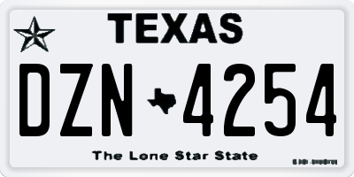 TX license plate DZN4254