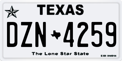 TX license plate DZN4259