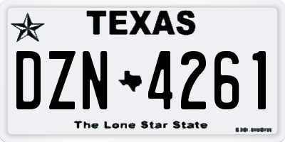 TX license plate DZN4261