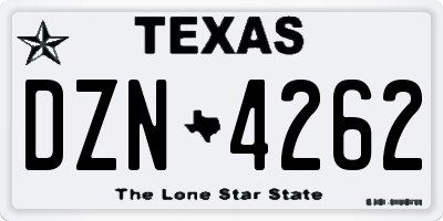 TX license plate DZN4262