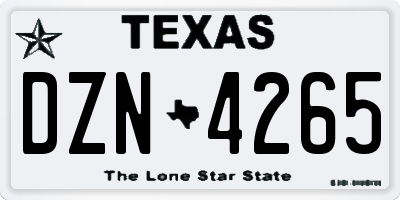 TX license plate DZN4265