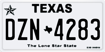 TX license plate DZN4283
