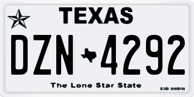 TX license plate DZN4292