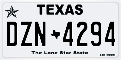 TX license plate DZN4294