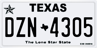 TX license plate DZN4305