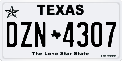 TX license plate DZN4307