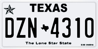 TX license plate DZN4310