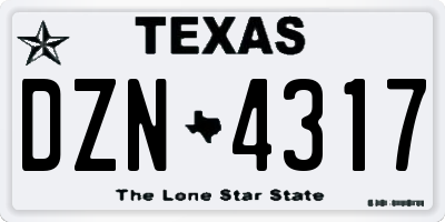 TX license plate DZN4317