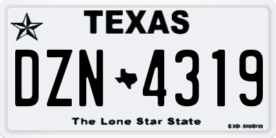 TX license plate DZN4319