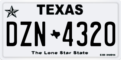 TX license plate DZN4320