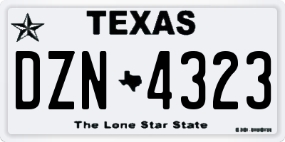 TX license plate DZN4323