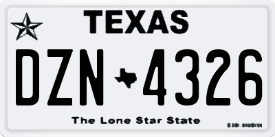 TX license plate DZN4326
