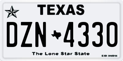 TX license plate DZN4330