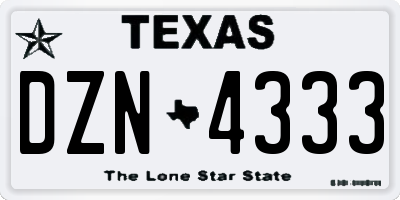 TX license plate DZN4333