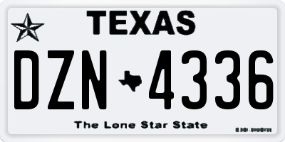 TX license plate DZN4336
