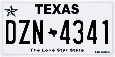 TX license plate DZN4341