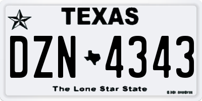 TX license plate DZN4343