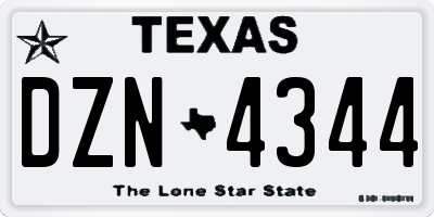 TX license plate DZN4344