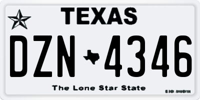 TX license plate DZN4346