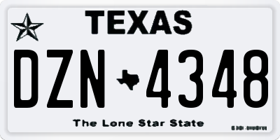 TX license plate DZN4348