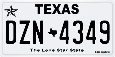 TX license plate DZN4349