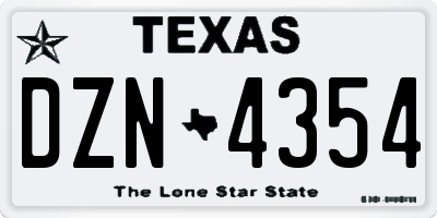 TX license plate DZN4354