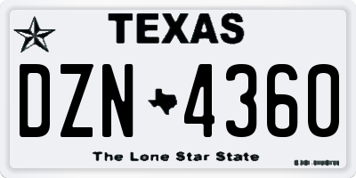 TX license plate DZN4360