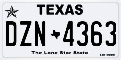 TX license plate DZN4363