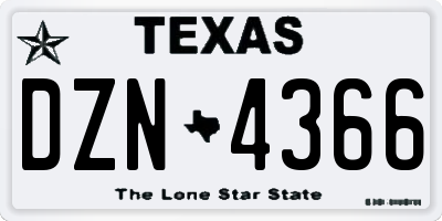 TX license plate DZN4366