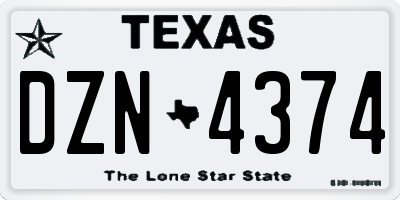TX license plate DZN4374