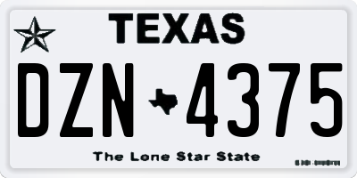 TX license plate DZN4375