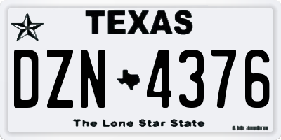 TX license plate DZN4376