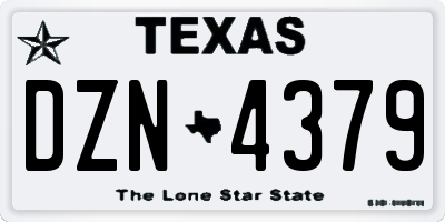TX license plate DZN4379