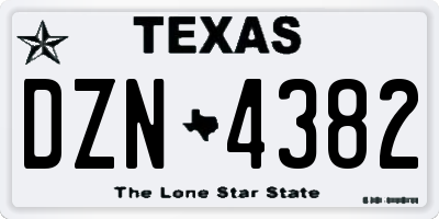 TX license plate DZN4382