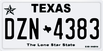 TX license plate DZN4383