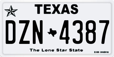 TX license plate DZN4387