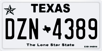 TX license plate DZN4389