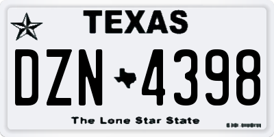 TX license plate DZN4398