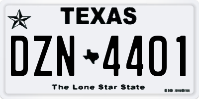 TX license plate DZN4401