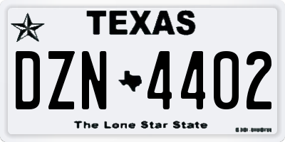 TX license plate DZN4402