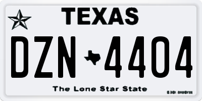 TX license plate DZN4404