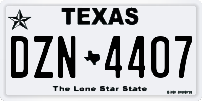 TX license plate DZN4407