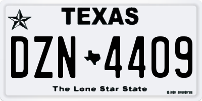 TX license plate DZN4409