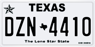 TX license plate DZN4410